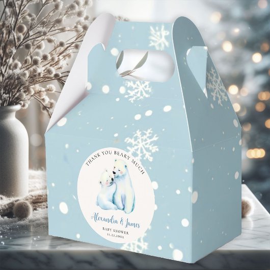 Bear Cub Baby Boy Dusche mit Polar Mommy Bear Cub Geschenkschachtel