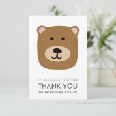 Bear cub Baby Dusche Danke Karte (Stehend Vorderseite)