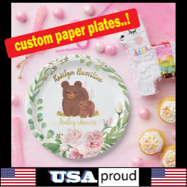 Bear Cub Babydusche Papierplatte für Niedliche Bär Pappteller