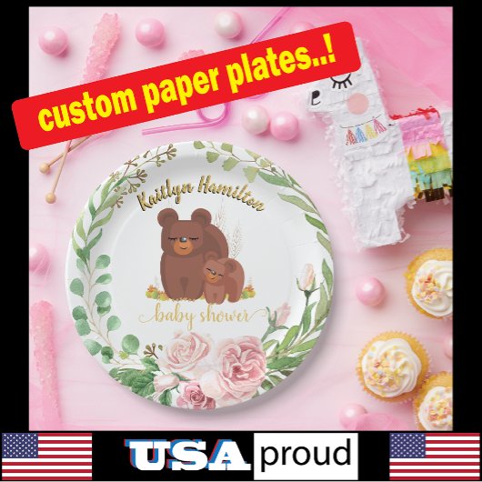 Bear Cub Babydusche Papierplatte für Niedliche Bär Pappteller