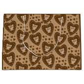 Bear Cub Face and Brown Heart Pattern Geschenktasc Große Geschenktüte (Vorderseite)