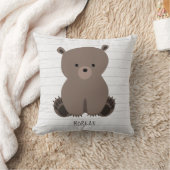 Bear Cub Gray Wood Kissen (Decke)