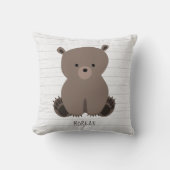 Bear Cub Gray Wood Kissen (Vorderseite)