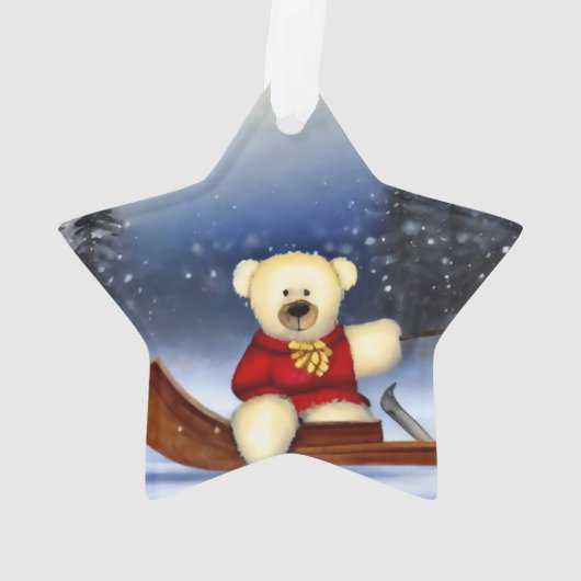 Bear cub im Schlitten im Schnee Ornament (Rückseite)