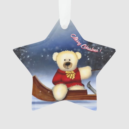 Bear cub im Schlitten im Schnee Ornament (Vorderseite)