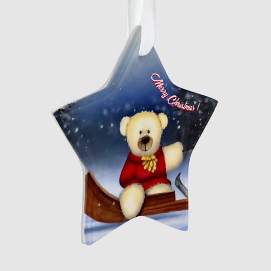 Bear cub im Schlitten im Schnee Ornament (Vorderseite)