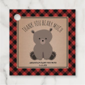 Bear Cub Lumberjack Kariert Baby Dusche Geschenkanhänger (Vorderseite)