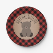 Bear Cub Lumberjack Kariert Baby Dusche Pappteller (Vorderseite)