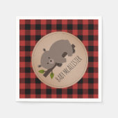 Bear Cub Lumberjack Kariert Babydusche Napkins Serviette (Vorderseite)