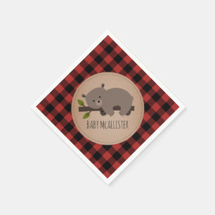 Bear Cub Lumberjack Kariert Babydusche Napkins Serviette