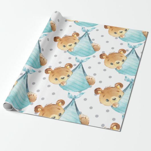 Bear Cub Niedlich Kinderzimmer Baby Boy Geschenk N Geschenkpapier (Ungerollt)