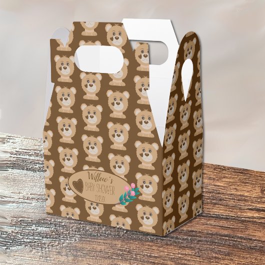 Bear Cub Pattern Baby Dusche Brown Gevor Box Geschenkschachtel