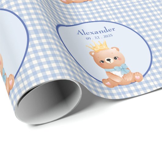 Bear Cub Personalisiert Boys Geburtstag Geschenkpapier (Rolleneckpunkt)
