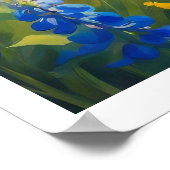 Bear Cub Snow Mountain Wiesen Wildblumen Malerei Poster (Ecke)