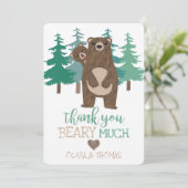 Bear Cub Woodland Adventure Baby Dusche Dankeskarte (Stehend Vorderseite)