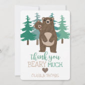 Bear Cub Woodland Adventure Baby Dusche Dankeskarte (Vorderseite)