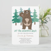 Bear Cub Woodland Adventure Baby Dusche Einladung (Stehend Vorderseite)