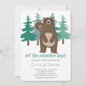 Bear Cub Woodland Adventure Baby Dusche Einladung (Vorderseite)