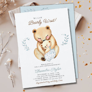 Bear Cub Woodland Baby Boy Showdusche Einladung