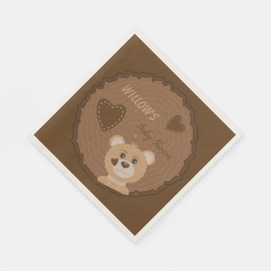 Bear Cub Woodland Thema Kinderdusche Papier Napkin Serviette (Ecke)