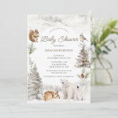 Bear Cub Woodland Winter Kinderdusche Einladung (Stehend Vorderseite)