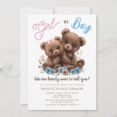 Bear Cubs Gender Reveal Party Einladung (Vorderseite)