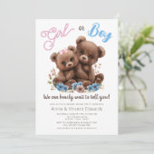Bear Cubs Gender Reveal Party Einladung (Stehend Vorderseite)