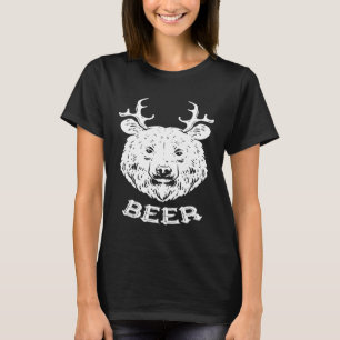 Bear Deer Beer Funny Drinks Jagen Camping Vater T-Shirt