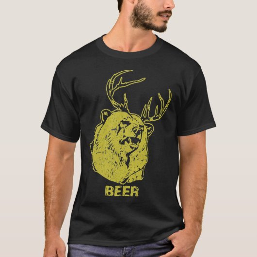 Bear + Deer = Bierfunny Retro Klassischer T - Shir T-Shirt (Vorderseite)