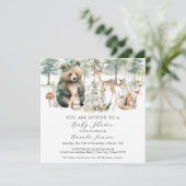 Bear Deer Eichhörnchenwald Niedliche Tiere Babydus Einladung (Stehend Vorderseite)