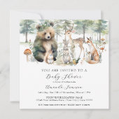 Bear Deer Eichhörnchenwald Niedliche Tiere Babydus Einladung (Vorderseite)