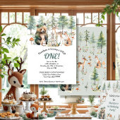 Bear Deer Forest Woodland Niedliche Tiere Geburtst Einladung