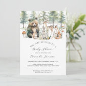 Bear Deer Forest Woodland Niedlicher Tiere Kinderd Einladung (Stehend Vorderseite)