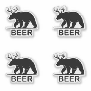 Bear Deer macht Bier Funny Animal Aufkleber
