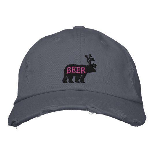 Bear Deer oder Bier bestickt Bestickte Kappe (Vorderseite)