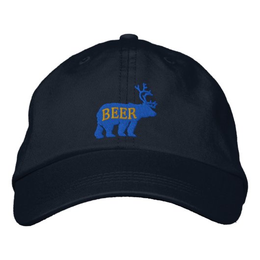 Bear Deer oder Bier bestickt Bestickte Kappe (Vorderseite)
