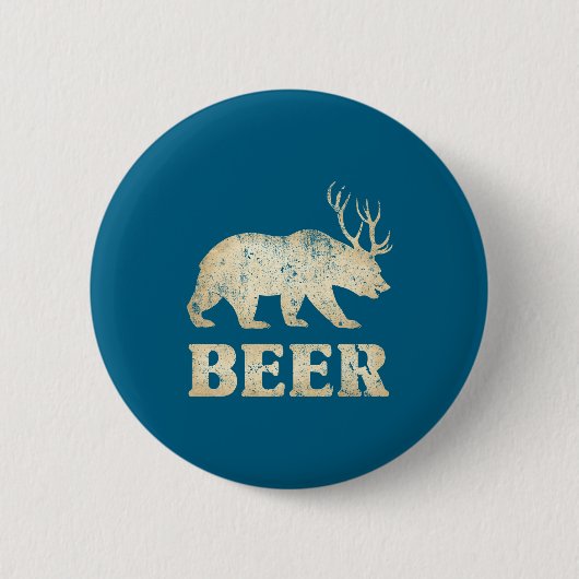 Bear Deer Vintage Beer Button (Vorderseite)
