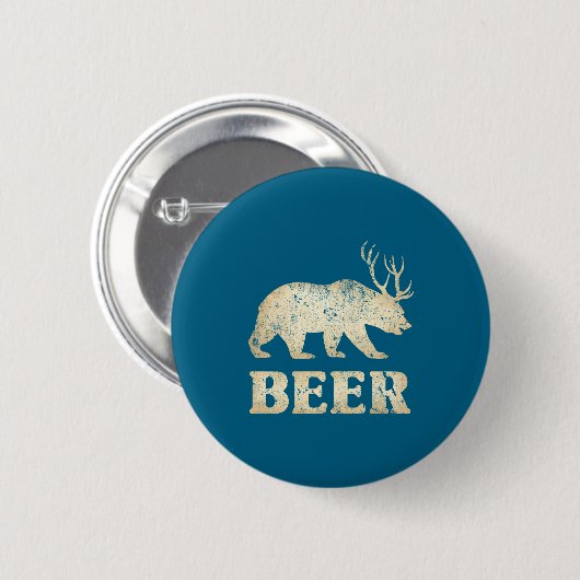 Bear Deer Vintage Beer Button (Vorne & Hinten)