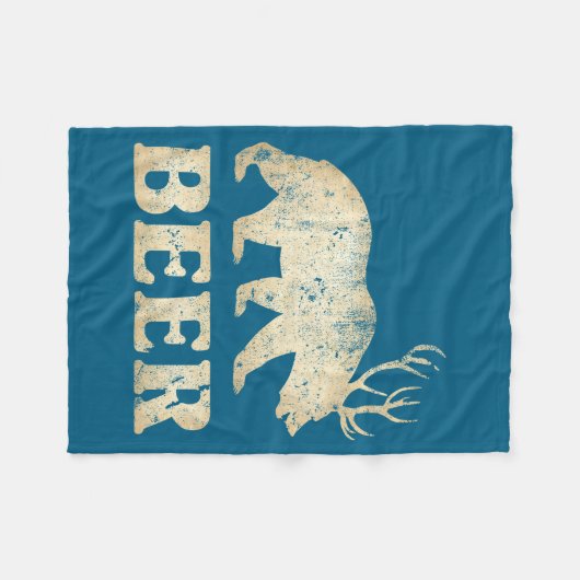 Bear Deer Vintage Beer Fleecedecke (Vorderseite (Horizontal))