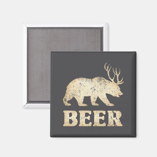 Bear Deer Vintage Beer Magnet (Vorderseite/Rückseite)