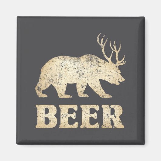 Bear Deer Vintage Beer Magnet (Vorne)