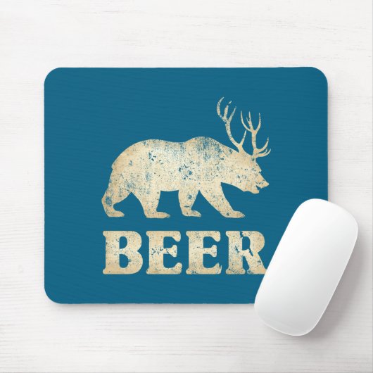 Bear Deer Vintage Beer Mousepad (Mit Mouse)