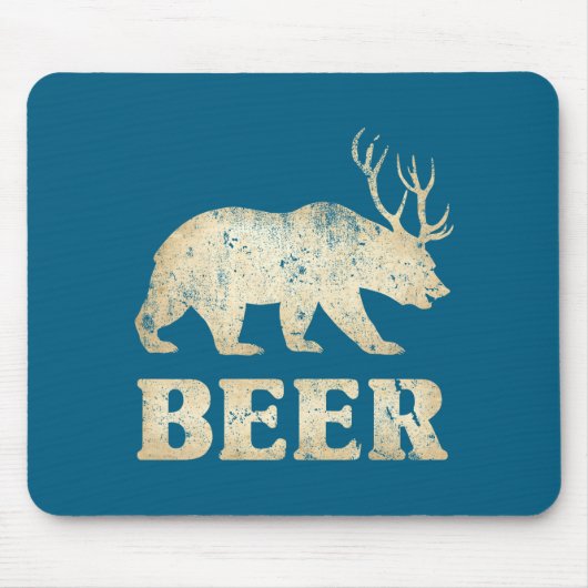 Bear Deer Vintage Beer Mousepad (Vorne)