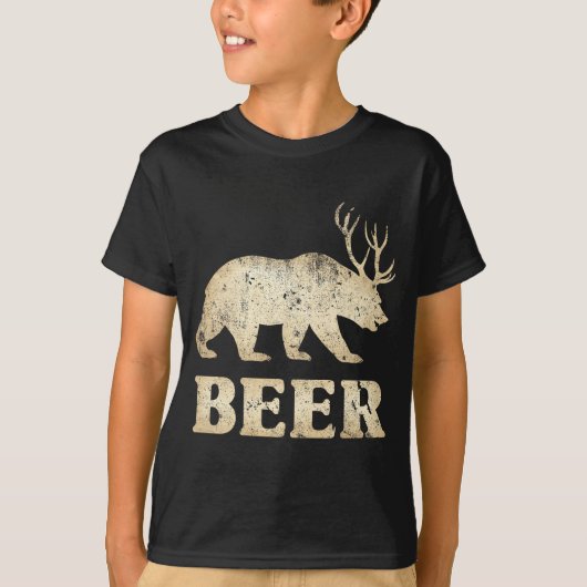 Bear Deer Vintage Beer T-Shirt (Vorderseite)