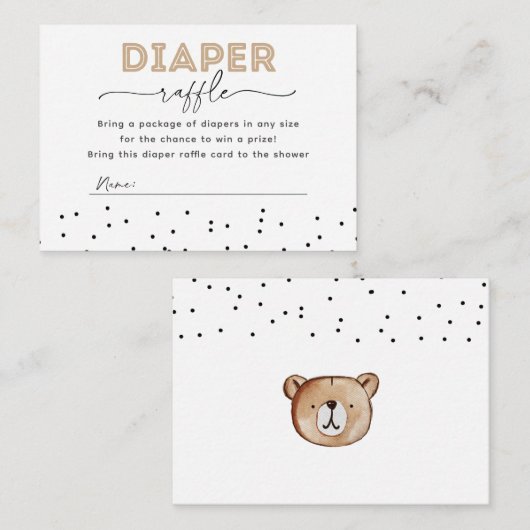 Bear Diaper Raffekarte Begleitkarte (Vorne/Hinten)
