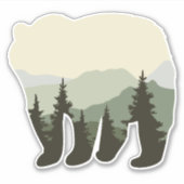 Bear dich mit Wald und Bergaufkleber. Aufkleber (Vorderseite)