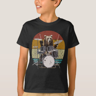 Bear Drummer Playing Drums Boy T - Shirt