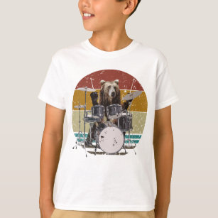 Bear Drummer Playing Drums Boy T - Shirt