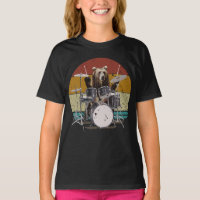 Bear Drummer Playing Drums Girl T - Shirt