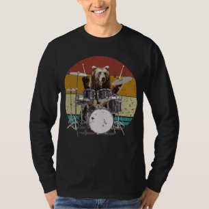 Bear Drummer Playing Drums Men Basic Long Sleeve T-Shirt